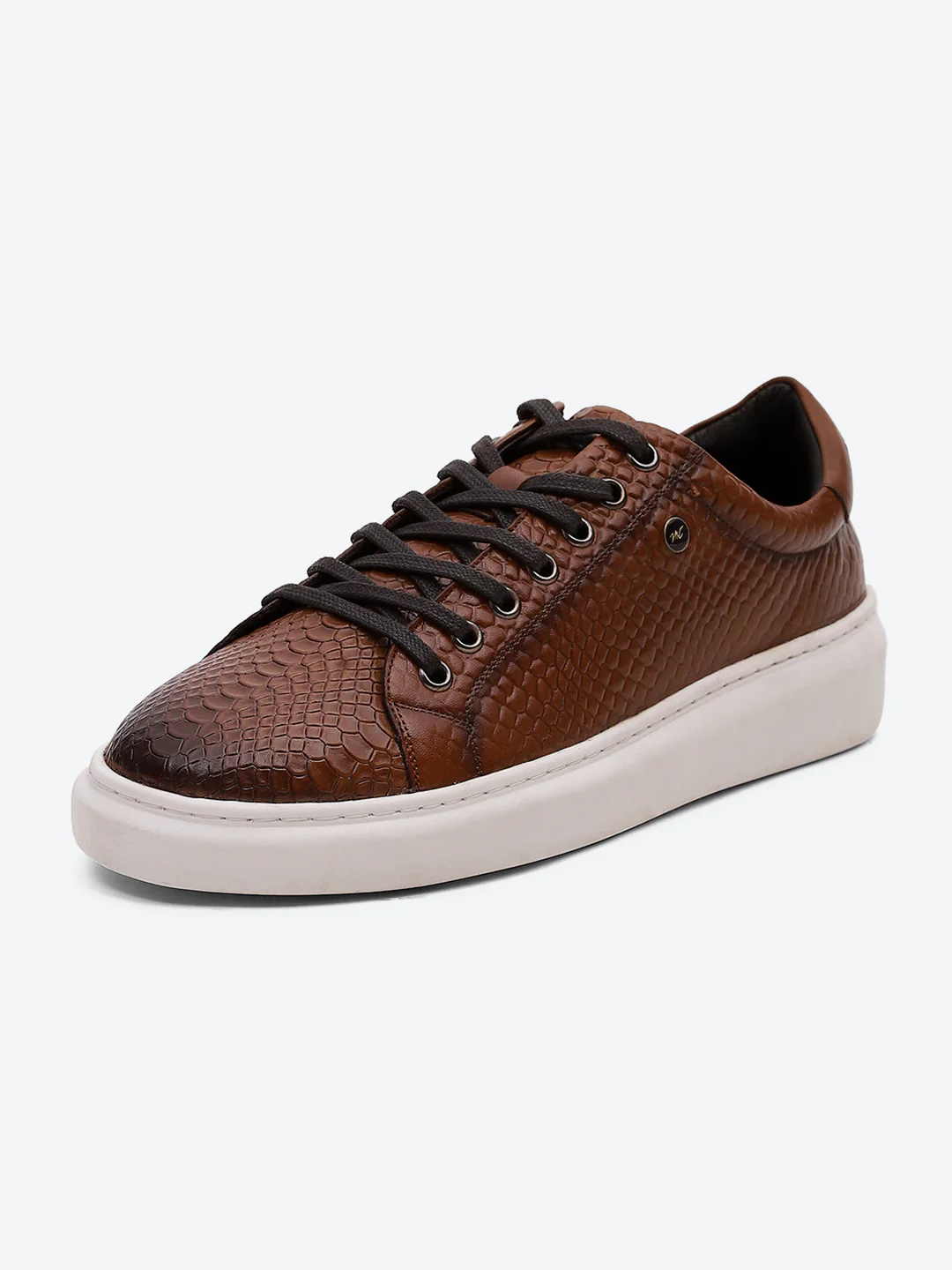 Men Tan Lace Up Leather Sneakers - Stylish & Comfortable - Image 3