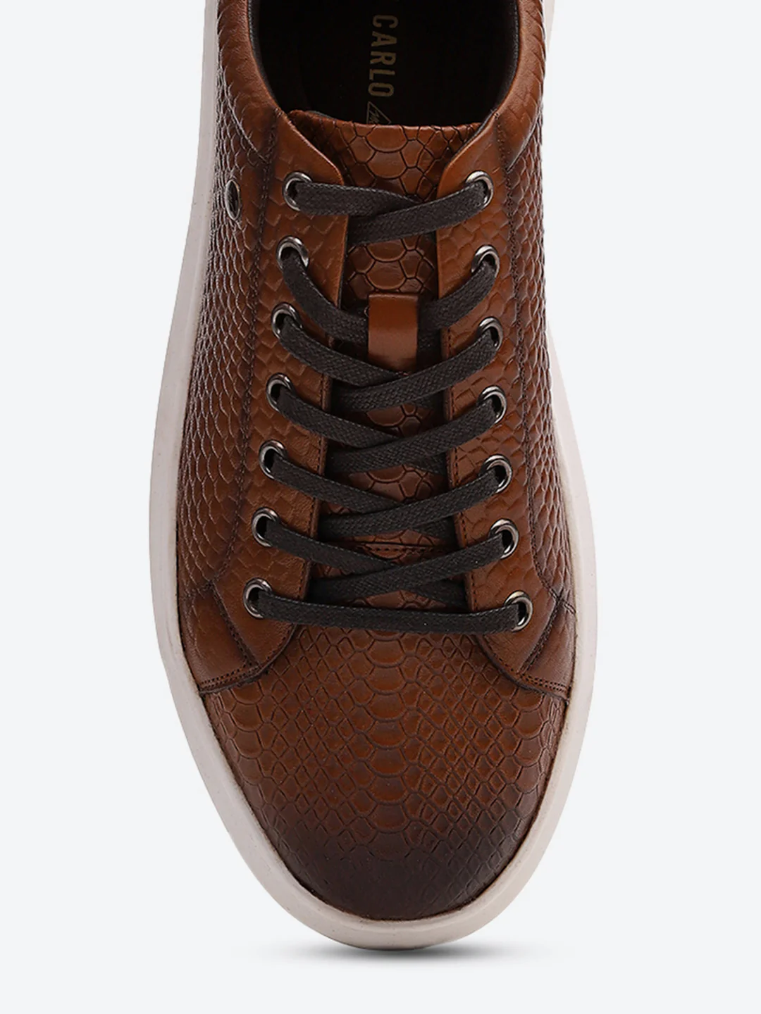 Men Tan Lace Up Leather Sneakers - Stylish & Comfortable - Image 7