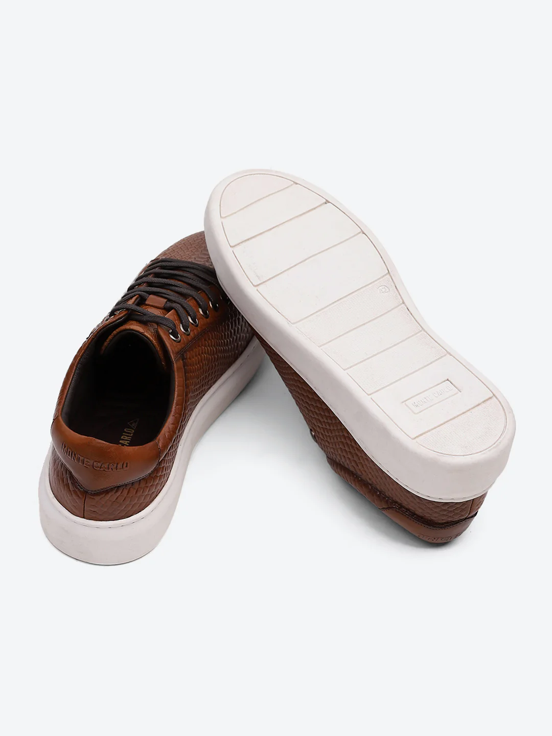 Men Tan Lace Up Leather Sneakers - Stylish & Comfortable - Image 8