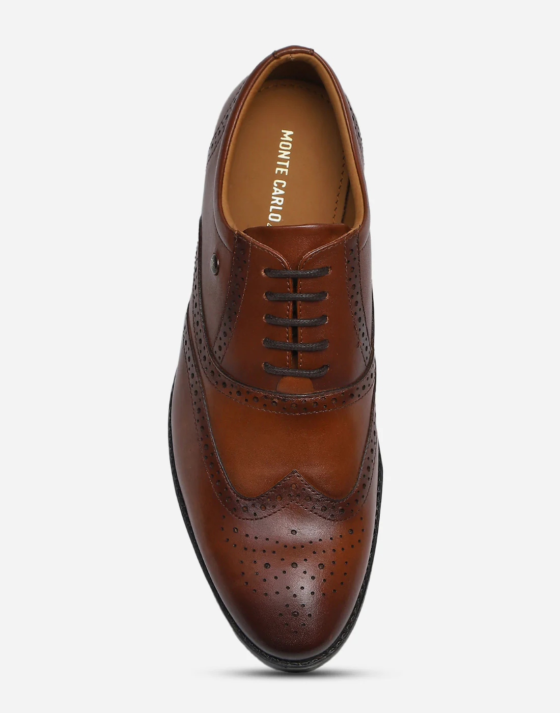 Men Tan Lace Up Genuine Leather Formal Brogues - Image 5
