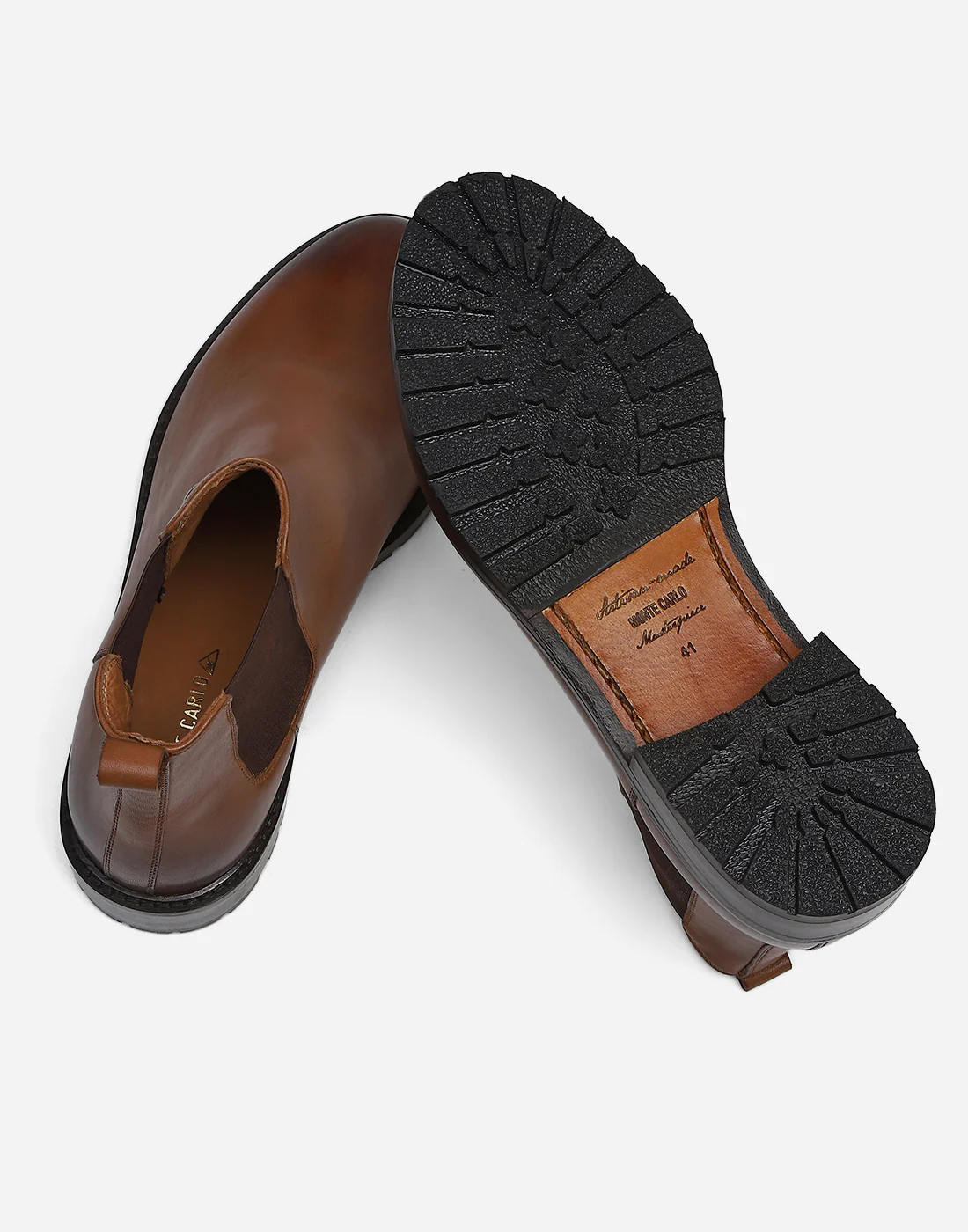 Men Tan Slip on Genuine Leather Chelsea Boots - Image 6