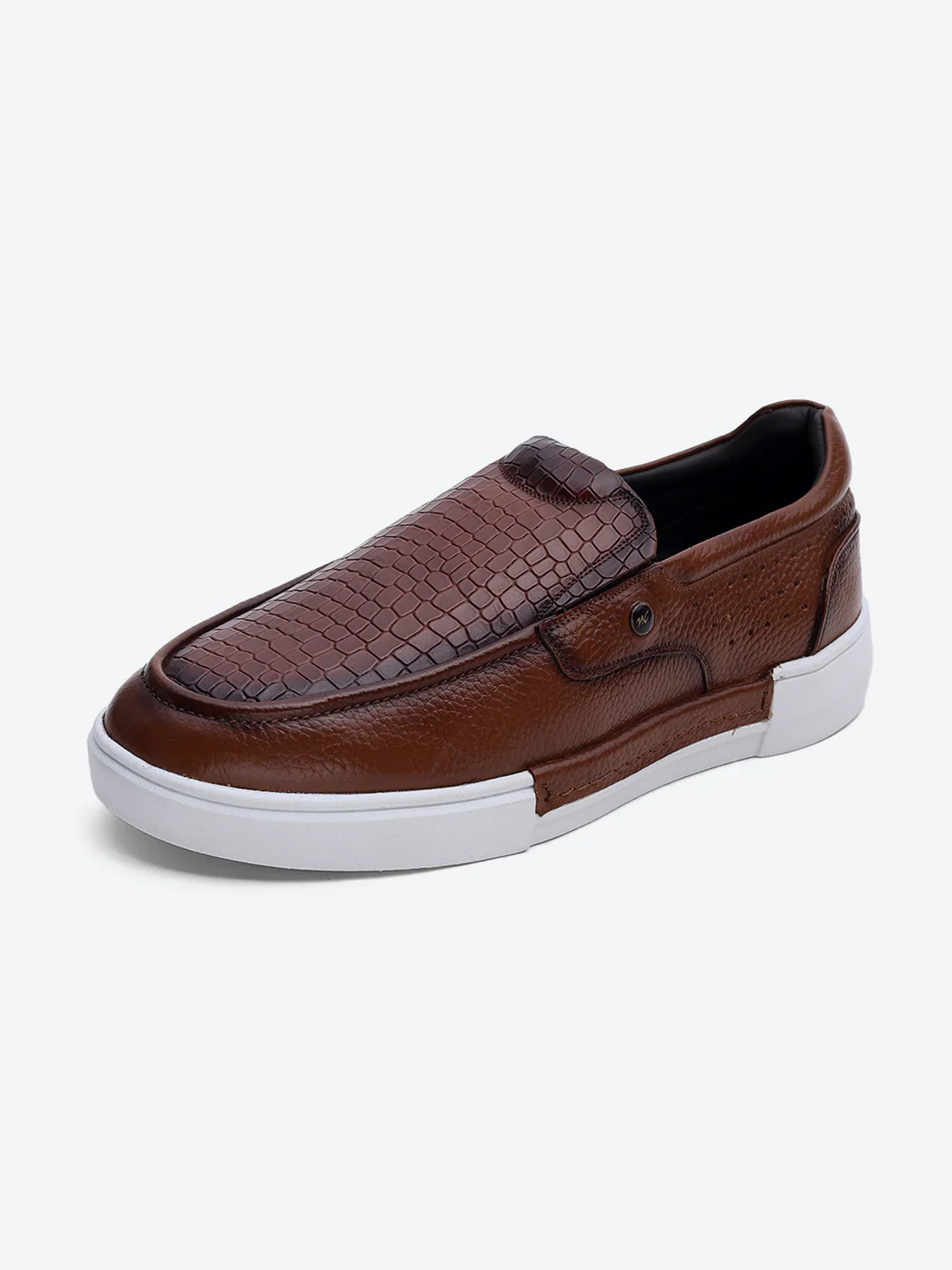 Monte Carlo Tan Croc Print Leather Casual Slip on Shoes for Men - Image 3