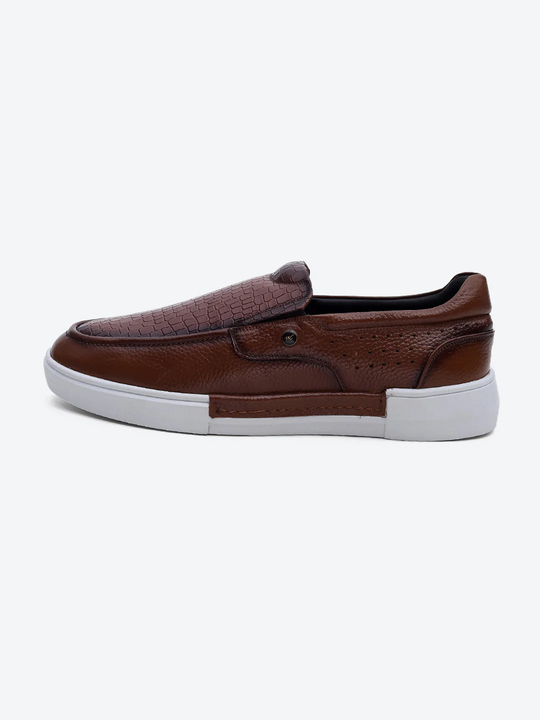 Monte Carlo Tan Croc Print Leather Casual Slip on Shoes for Men - Image 4