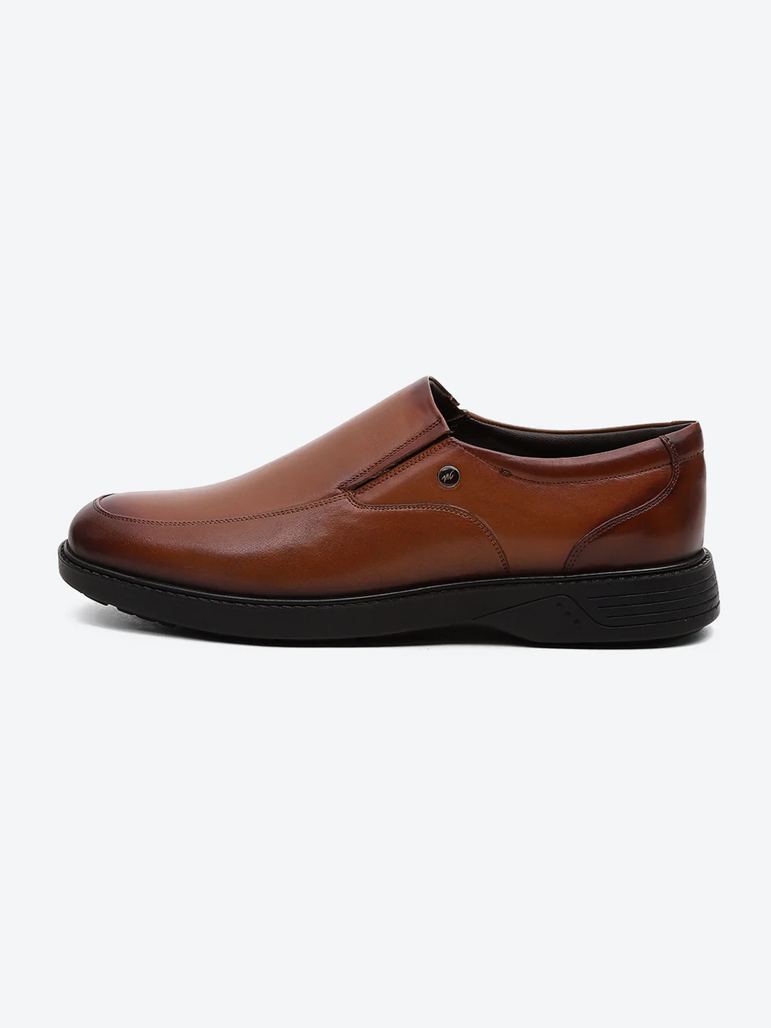 Men Tan Leather Slip on Shoes - Image 4