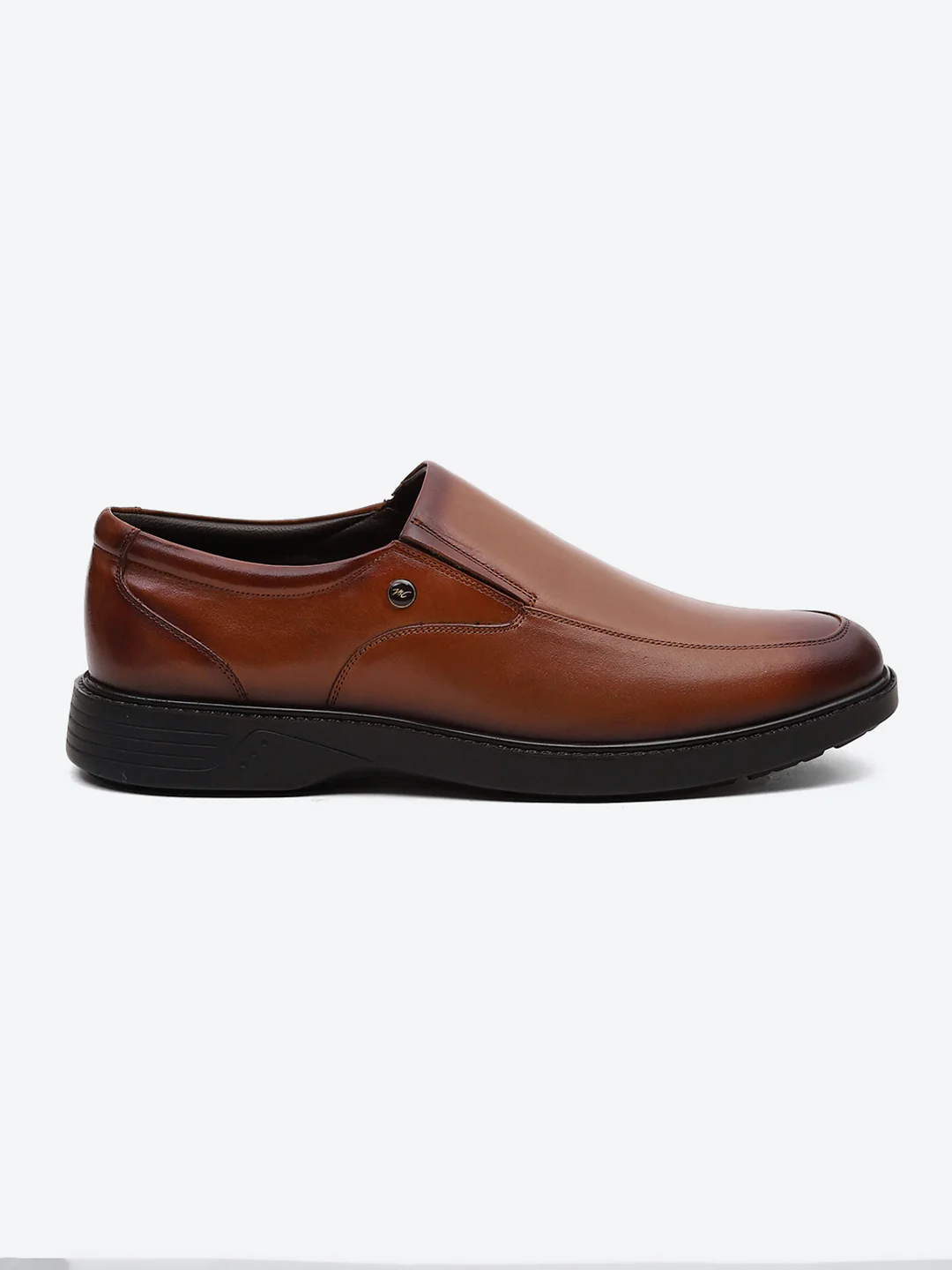 Men Tan Leather Slip on Shoes - Image 5