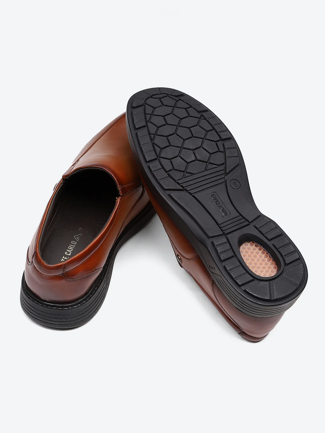 Men Tan Leather Slip on Shoes - Image 8