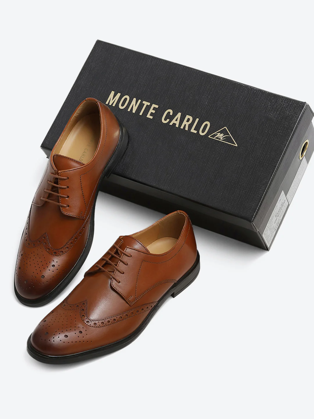 Monte Carlo Tan Formal Brogue Lace Up Shoes for Men - Image 2