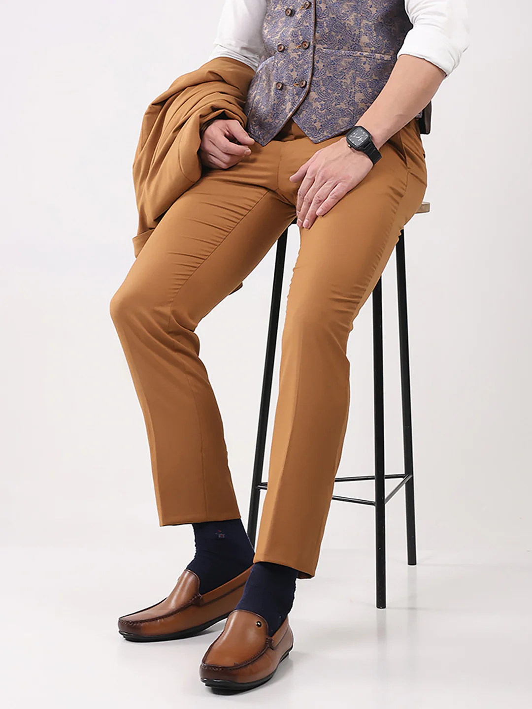 Men Tan Slip on Genuine Leather Loafers - Image 11