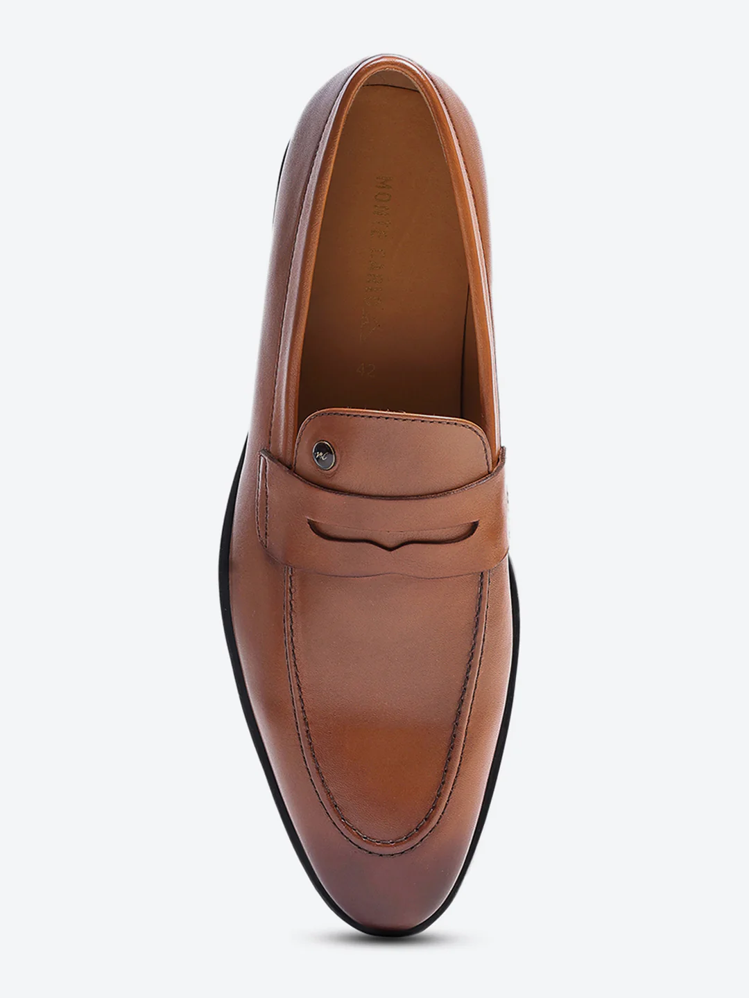 Men Tan Slip on Genuine Leather Loafers - Image 6