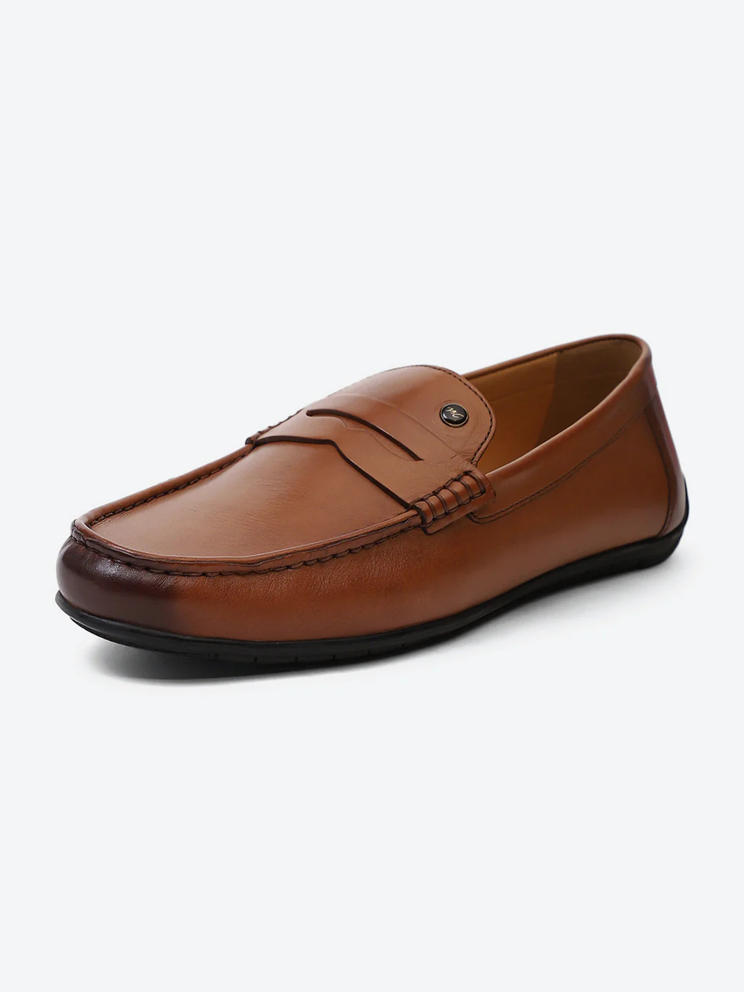 Men Tan Slip on Genuine Leather Loafers - Image 3