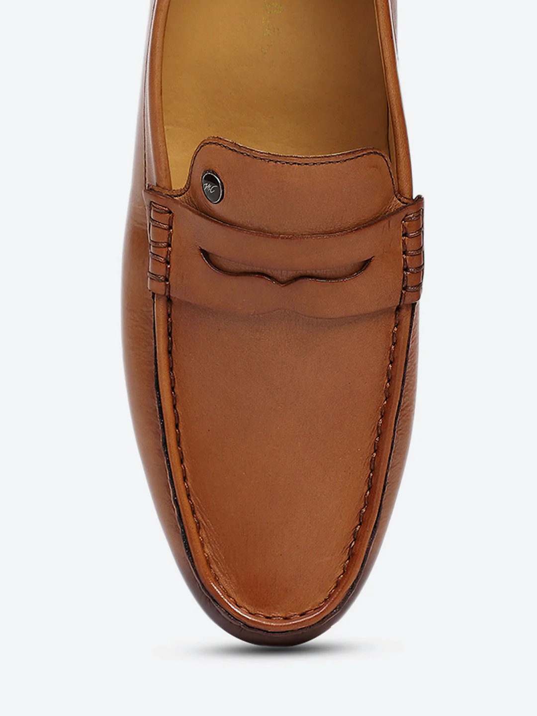 Men Tan Slip on Genuine Leather Loafers - Image 7