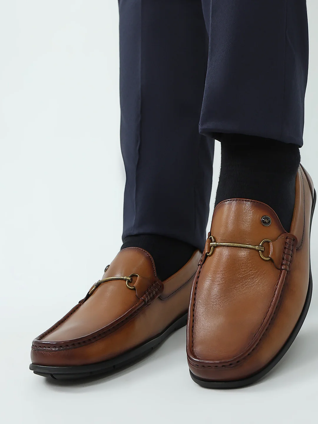 Men Tan Slip on Genuine Leather Loafers - Image 11