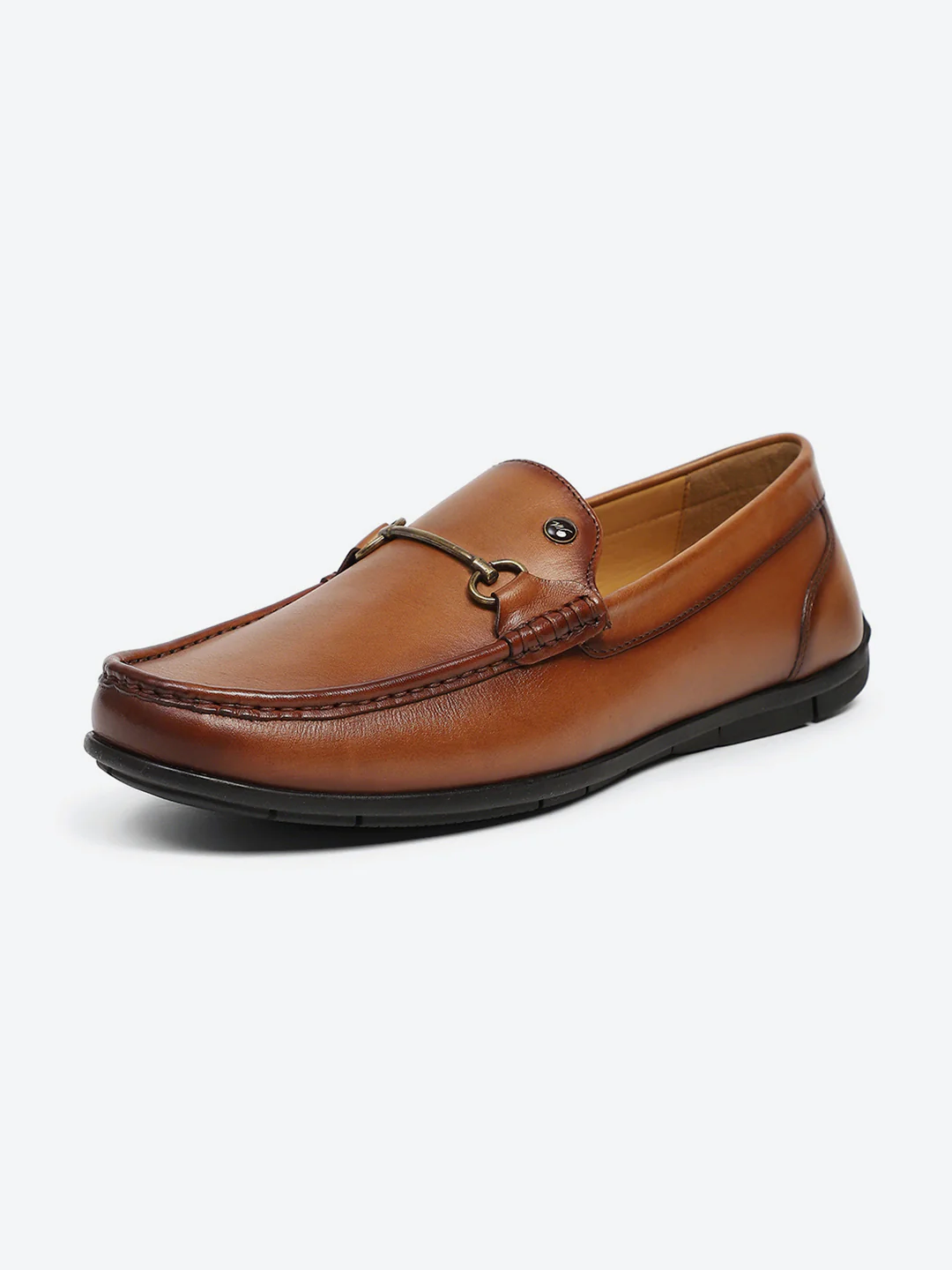Men Tan Slip on Genuine Leather Loafers - Image 3
