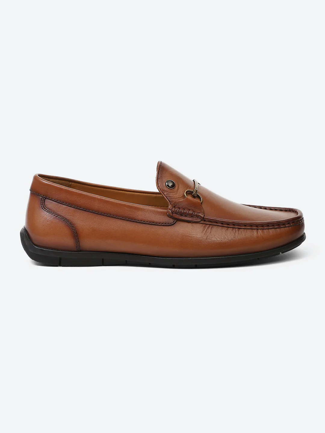 Men Tan Slip on Genuine Leather Loafers - Image 5