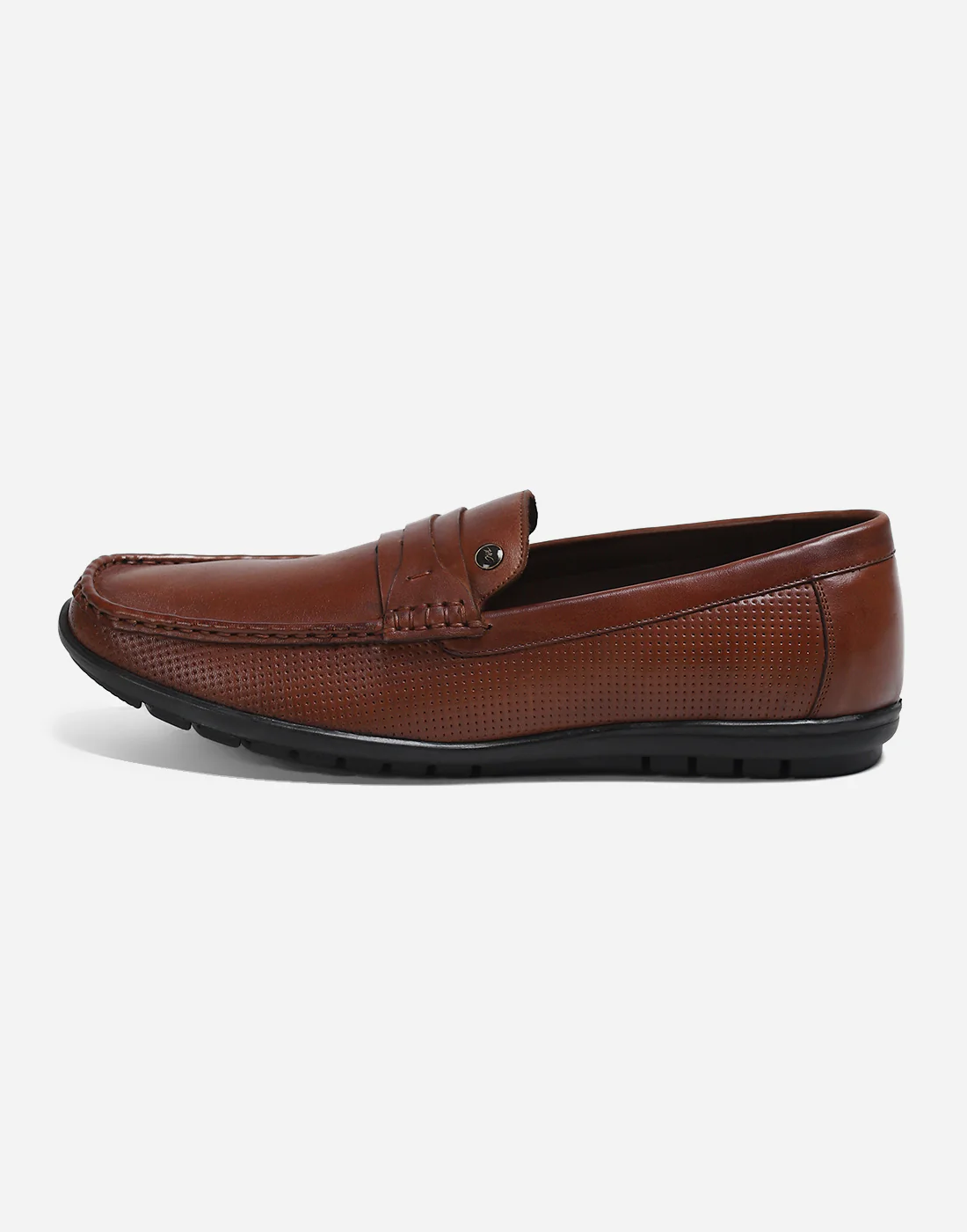 Men Tan Slip on Genuine Leather Loafers - Image 4