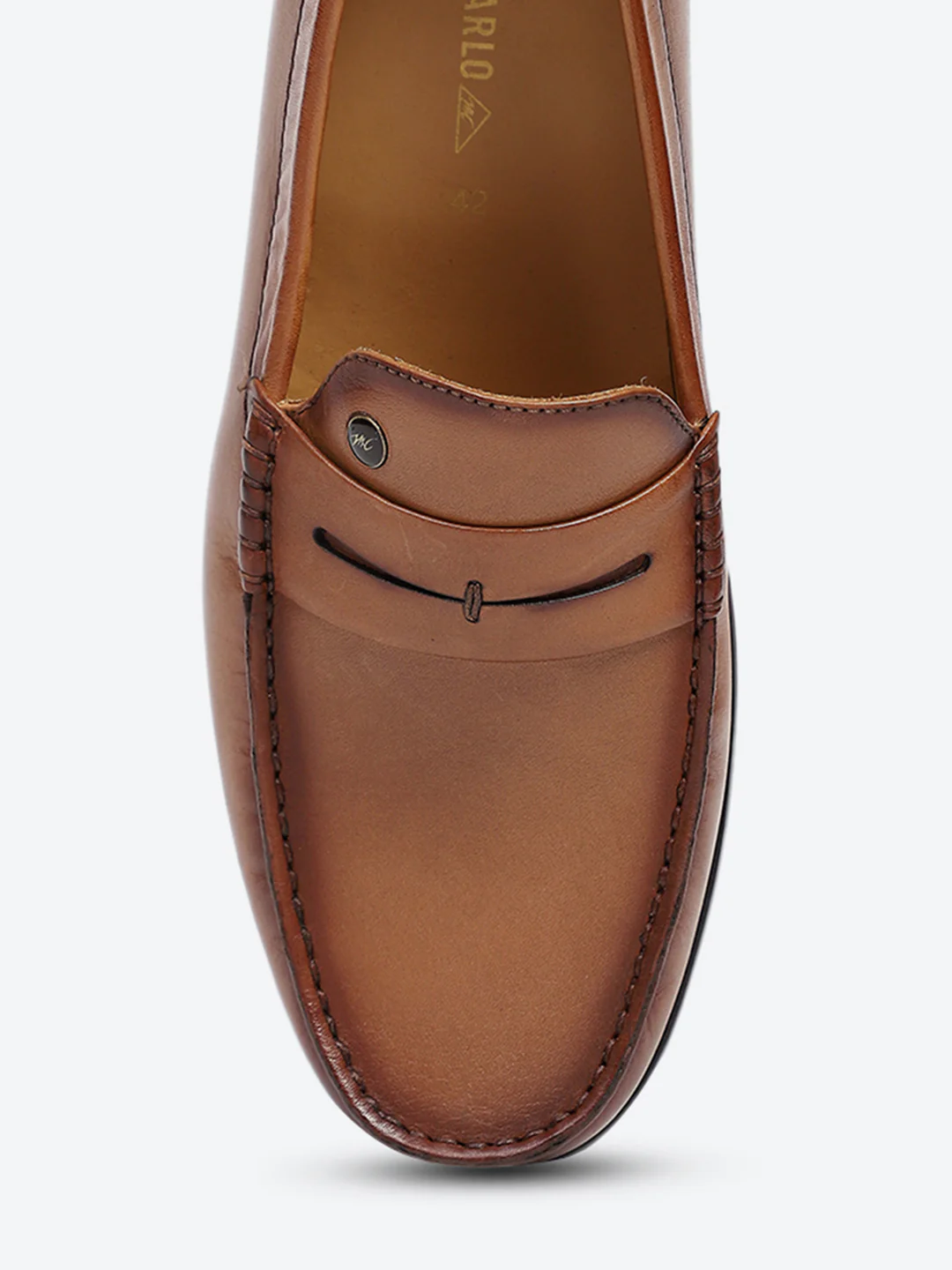 Men Tan Slip on Genuine Leather Loafers - Image 7