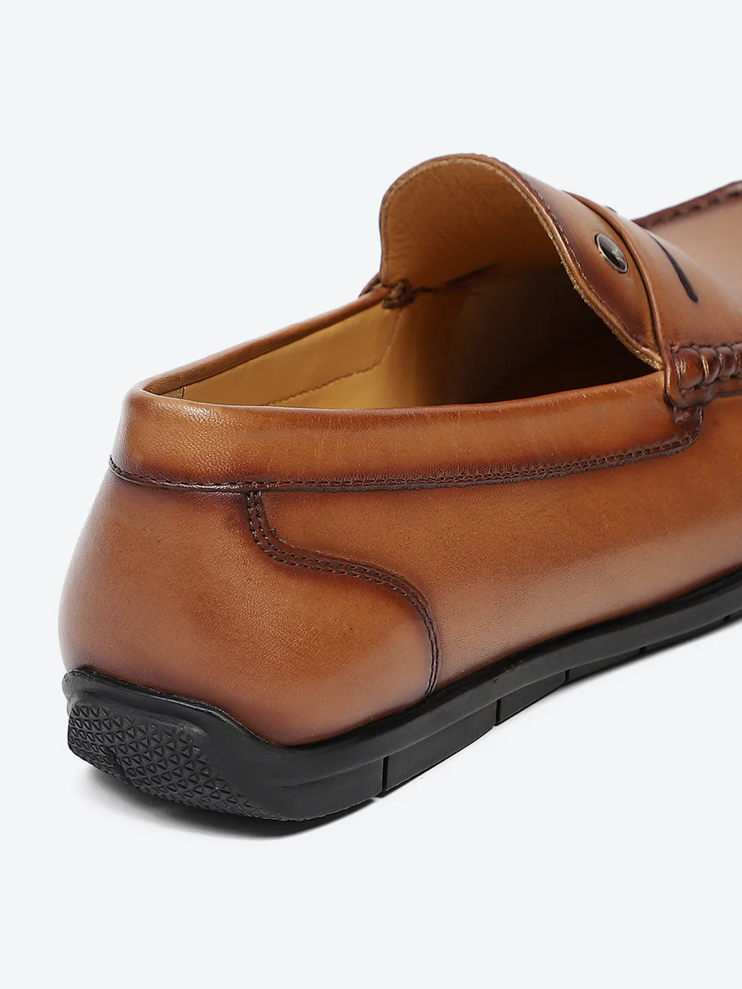 Men Tan Slip on Genuine Leather Loafers - Image 9