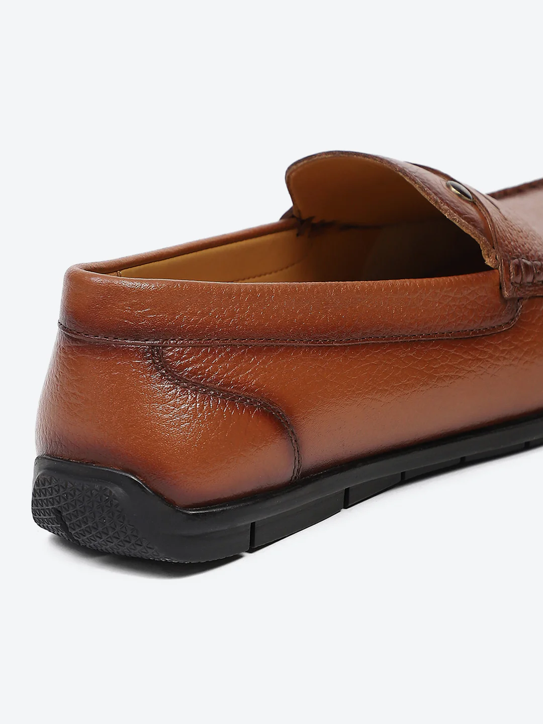 Men Tan Slip on Genuine Leather Loafers - Image 9