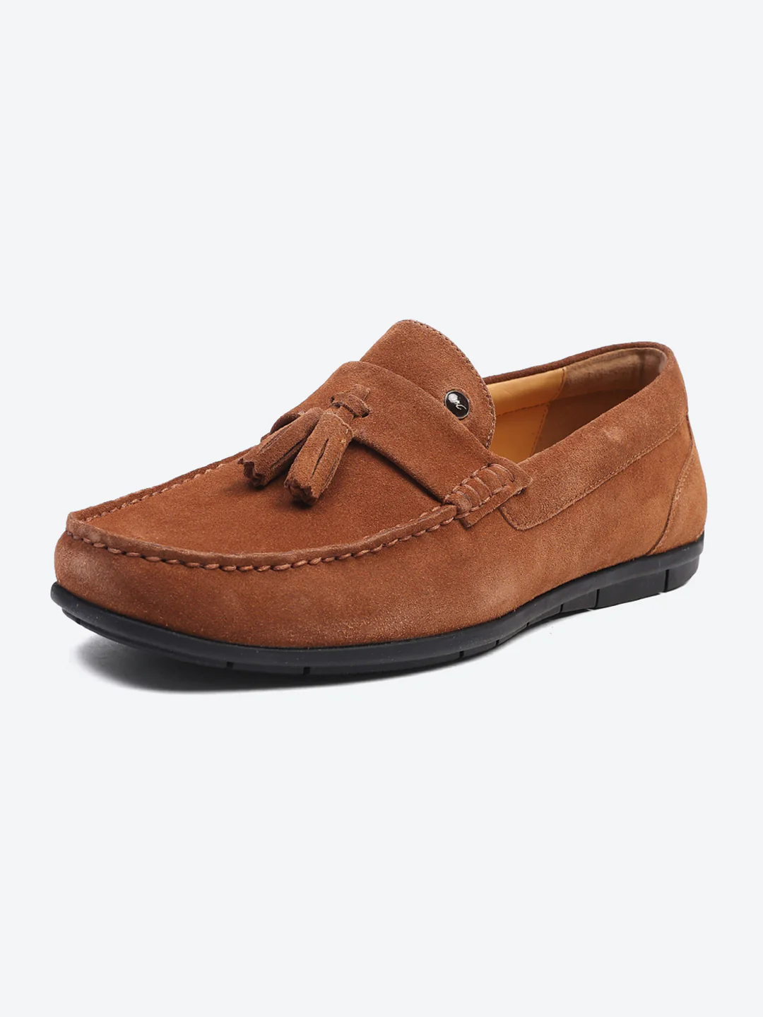Men Tan Slip on Genuine Leather Loafers - Image 3