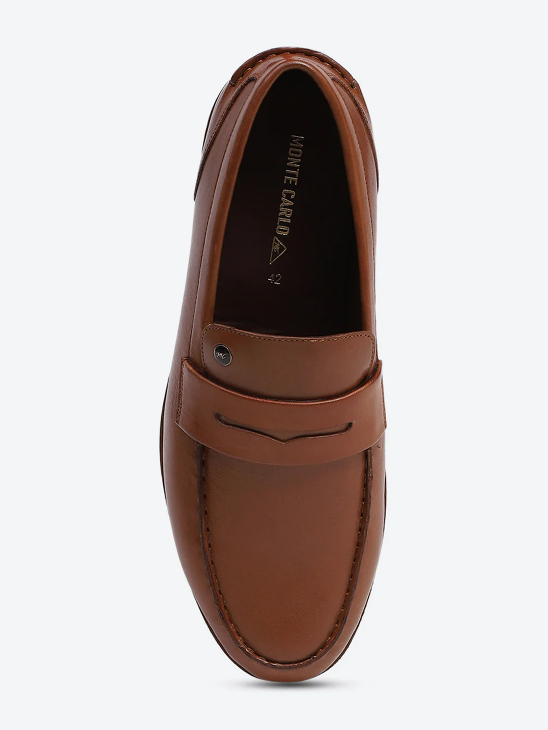 Men Tan Slip on Genuine Leather Penny Loafers - Image 6