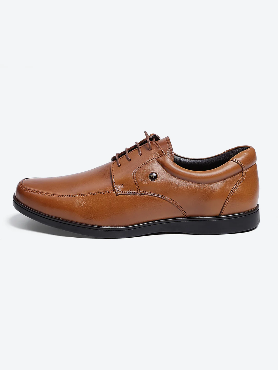 Men Tan Lace Up Leather Formal Derbys - Image 4