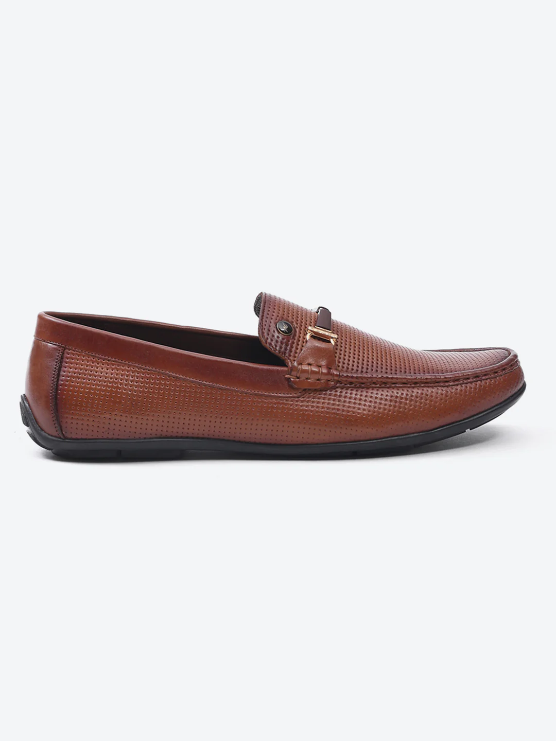 Men Tan Slip on Leather Loafers - Image 5