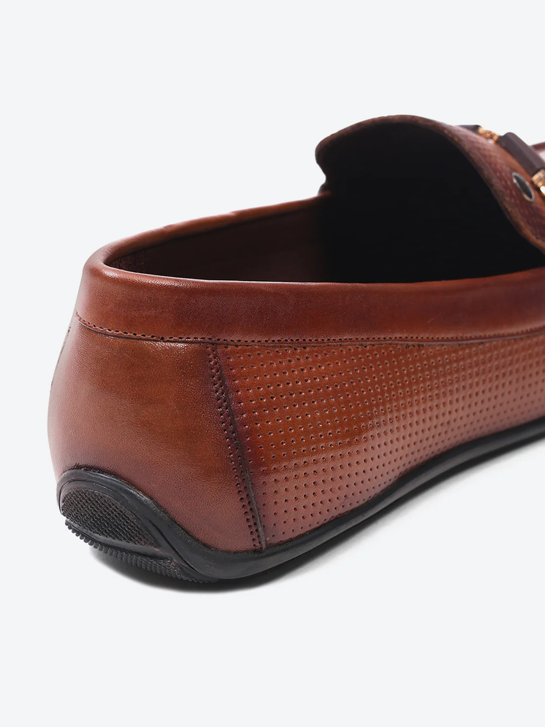 Men Tan Slip on Leather Loafers - Image 9