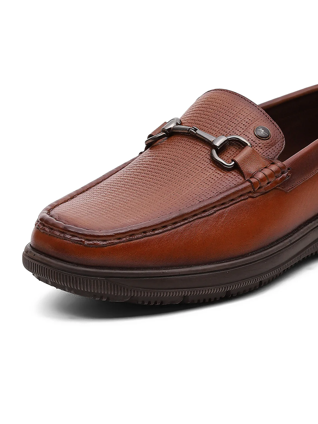 Men Tan Comfortable Slip on Leather Loafers - Image 3