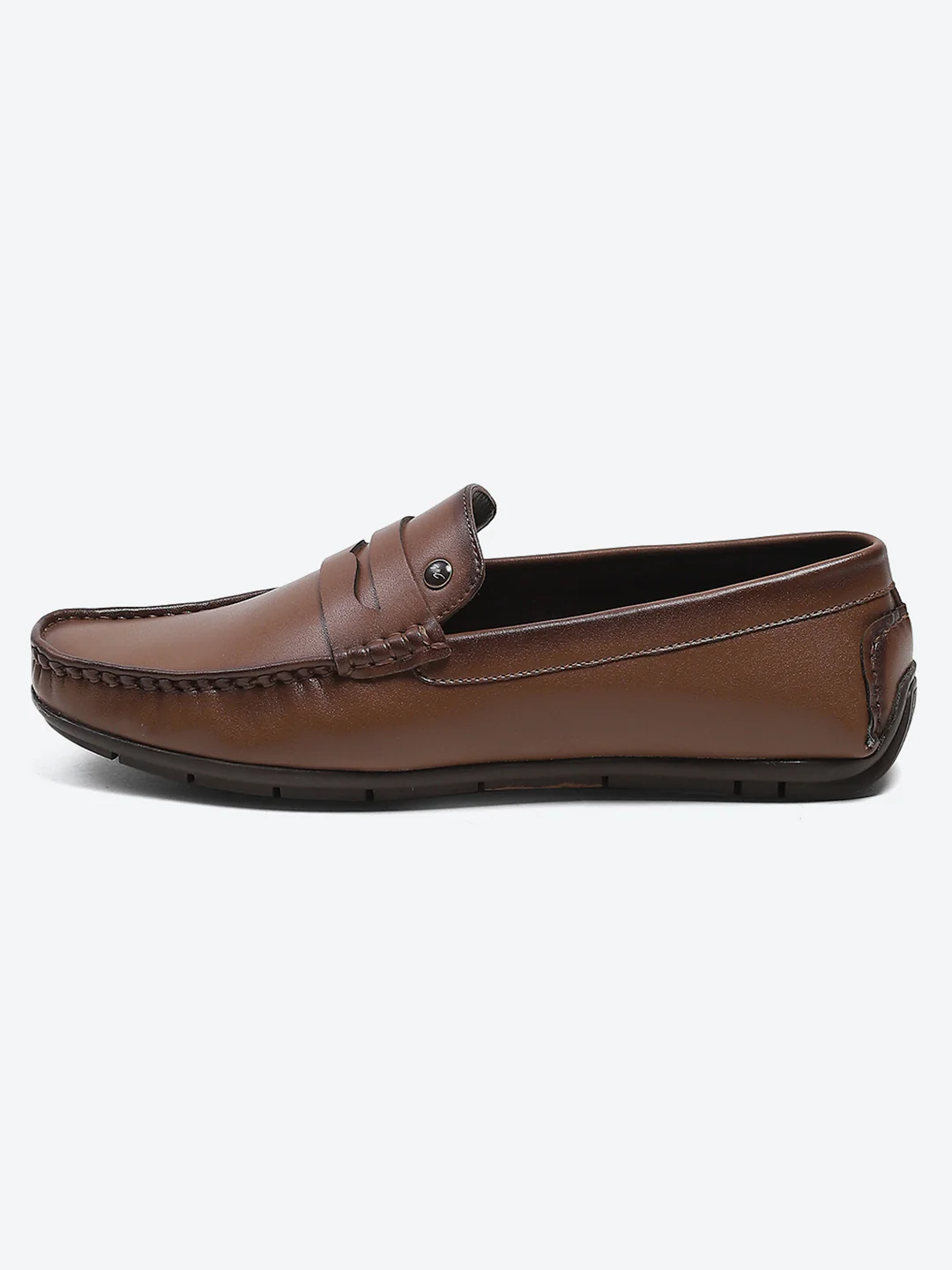 Men Tan Slip on Microfibre Loafers - Image 3
