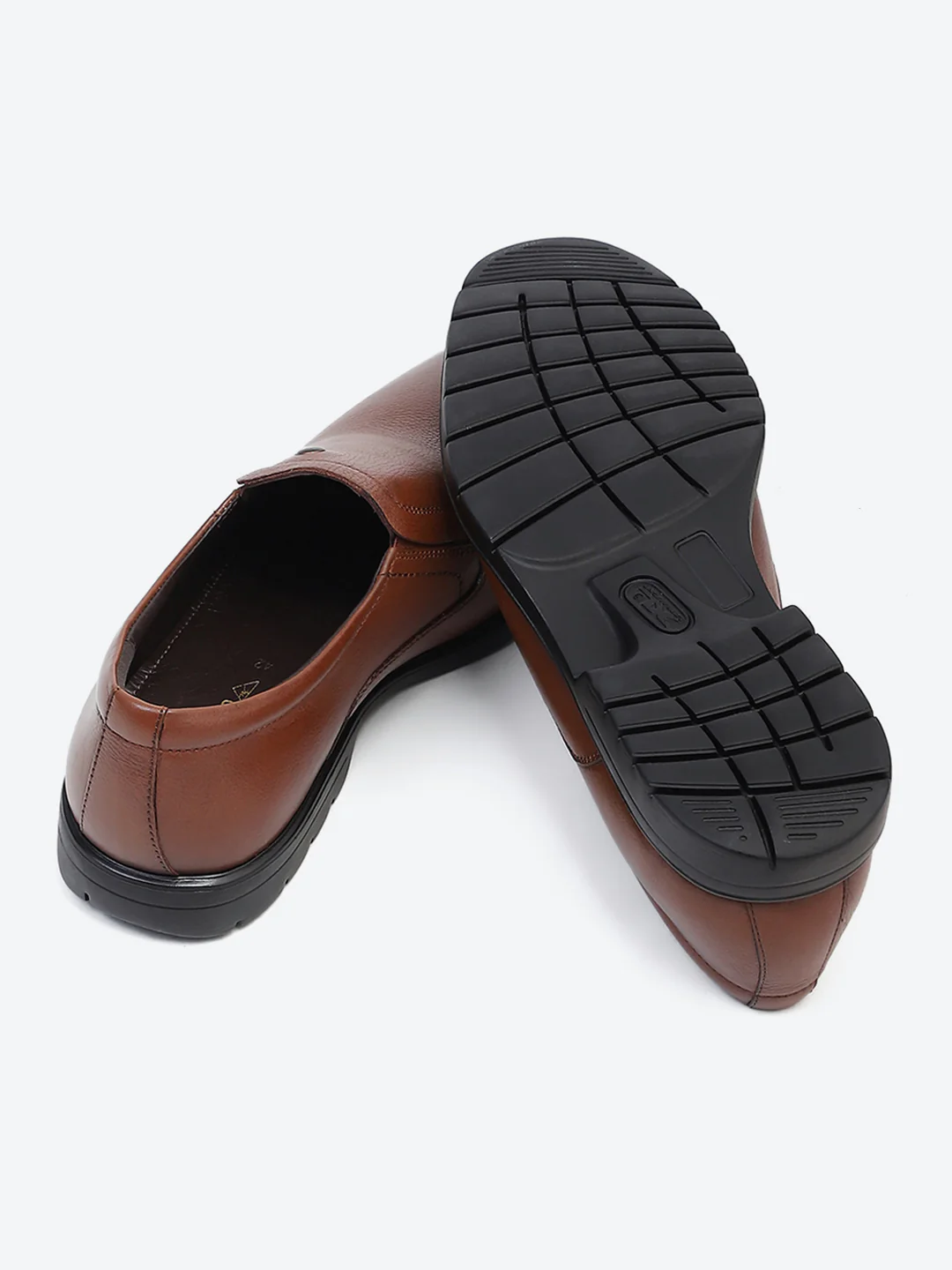 Men Tan Solid Slip on Genuine Leather Formal Shoes - Image 7