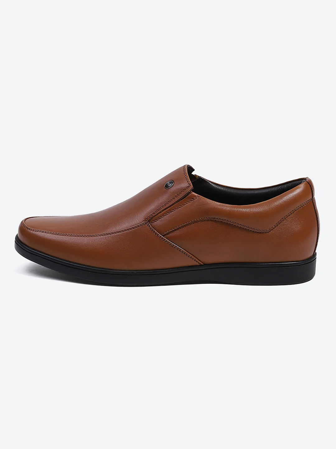 Men Tan Solid Slip on Genuine Leather Square Toe Slip on Shoes - Image 3