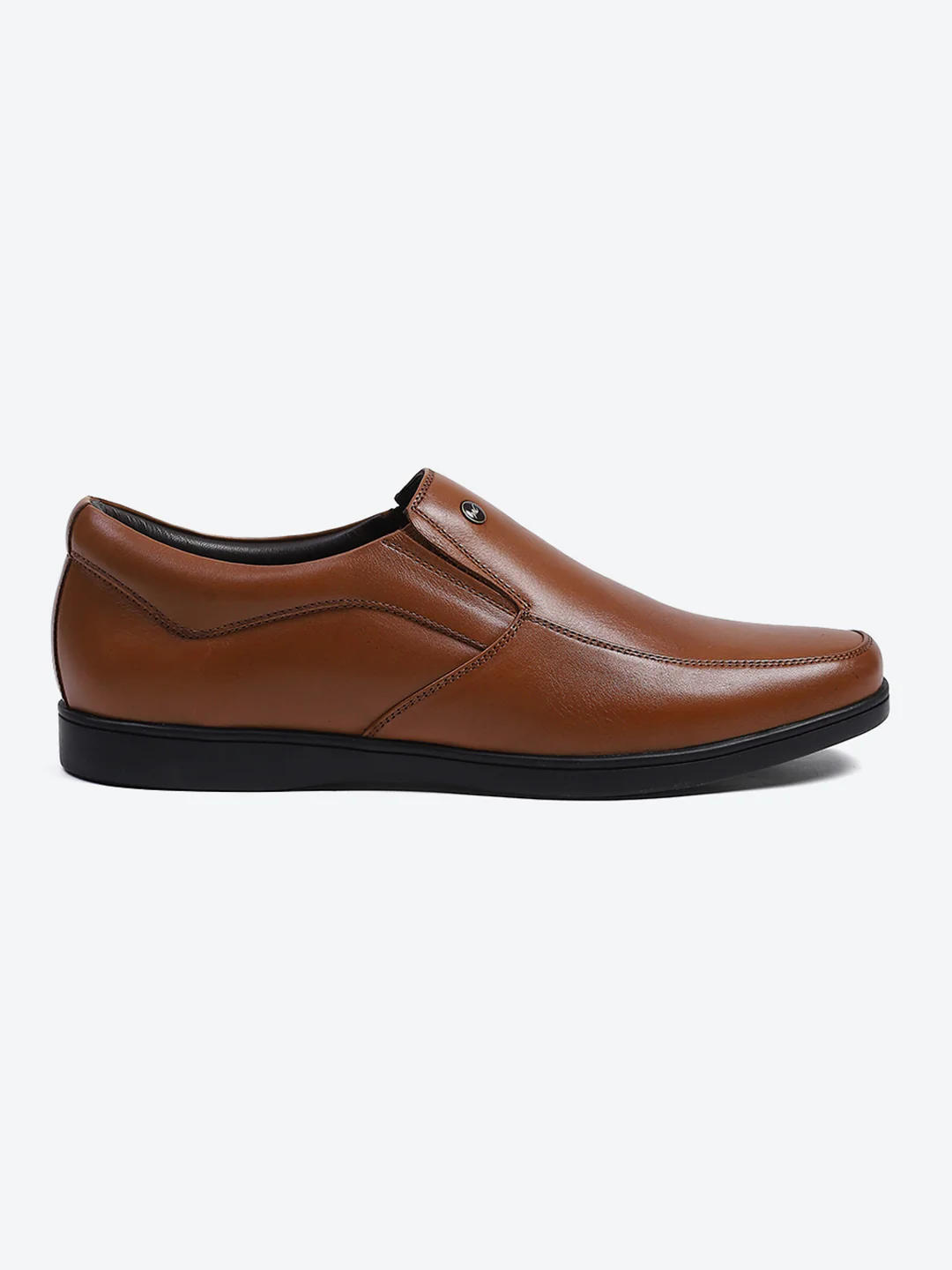 Men Tan Solid Slip on Genuine Leather Square Toe Slip on Shoes - Image 4