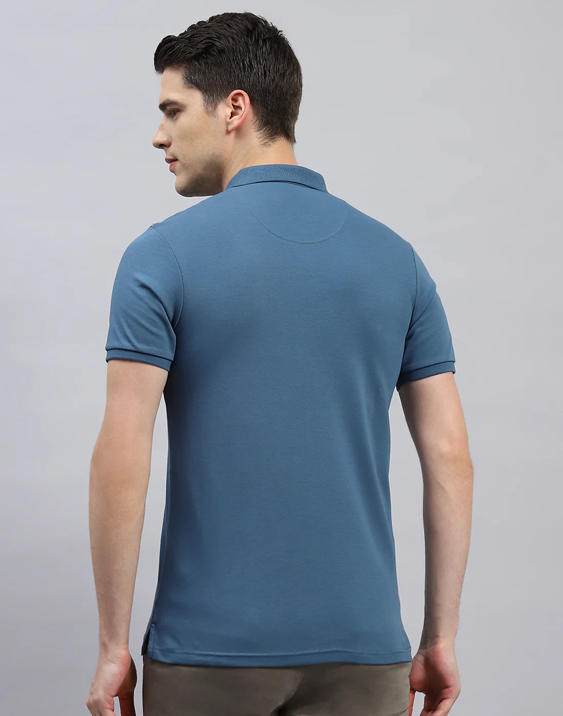 Men Teal Blue Printed Polo Collar Half Sleeve T-Shirt - Image 5