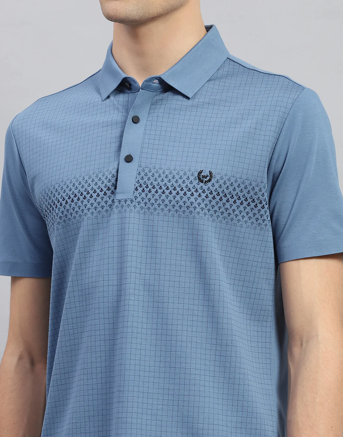 Men Teal Blue Solid Polo Collar Half Sleeve T-Shirt - Image 7