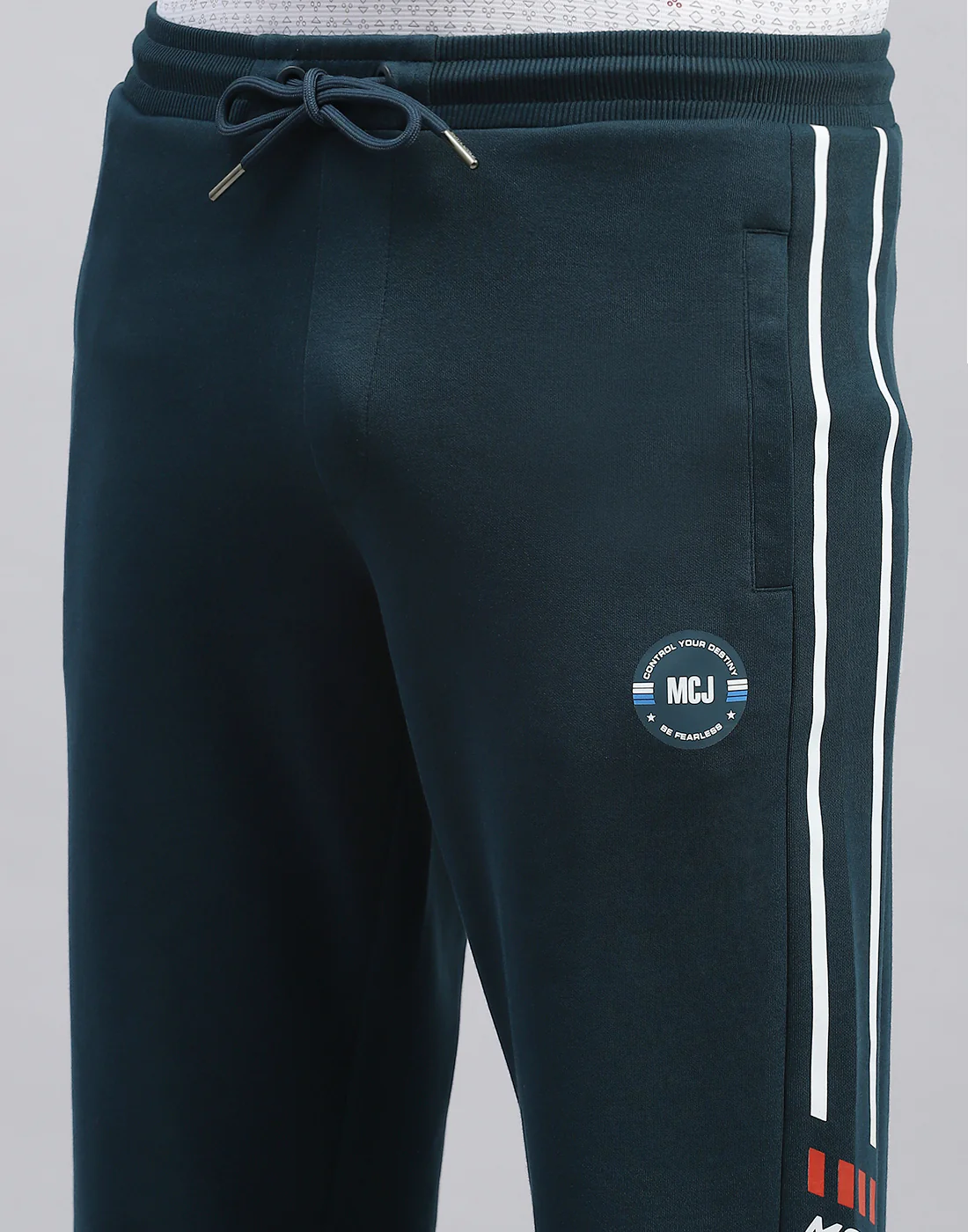 Men Teal Blue Solid Regular Fit Lower - Image 6
