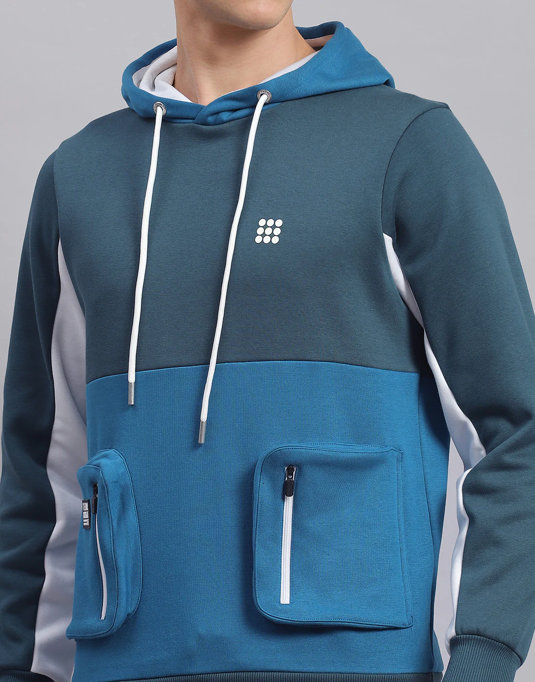 Rock.it Men Turquoise Blue Solid Hooded Full Sleeve Sweatshirt - Image 6
