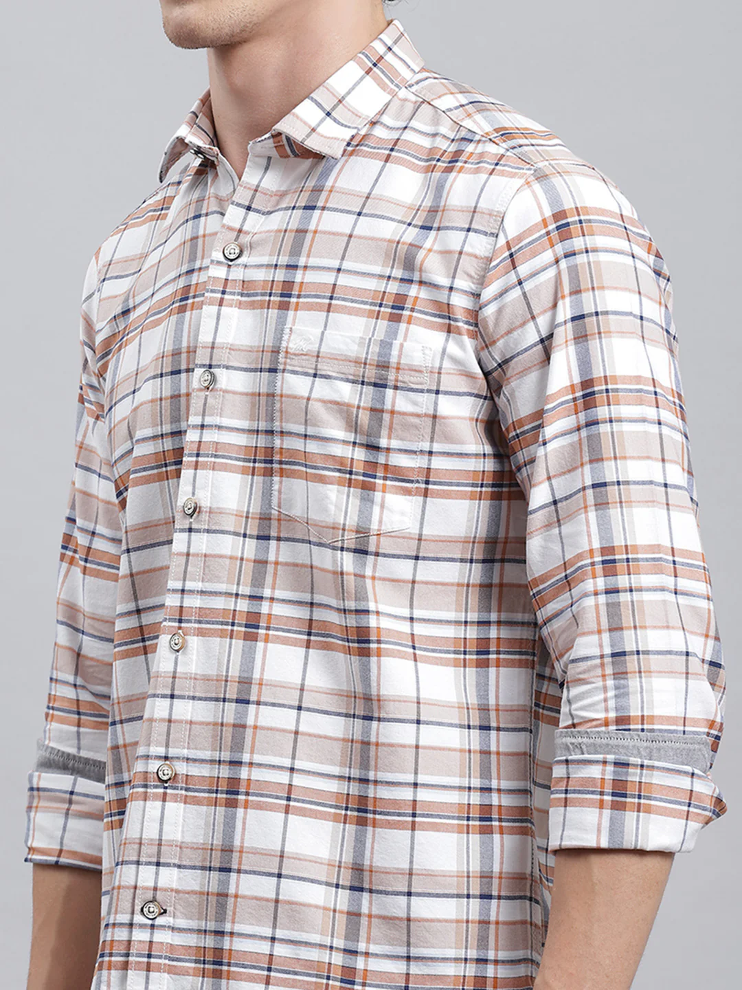 Men White Check Shirt - Image 6