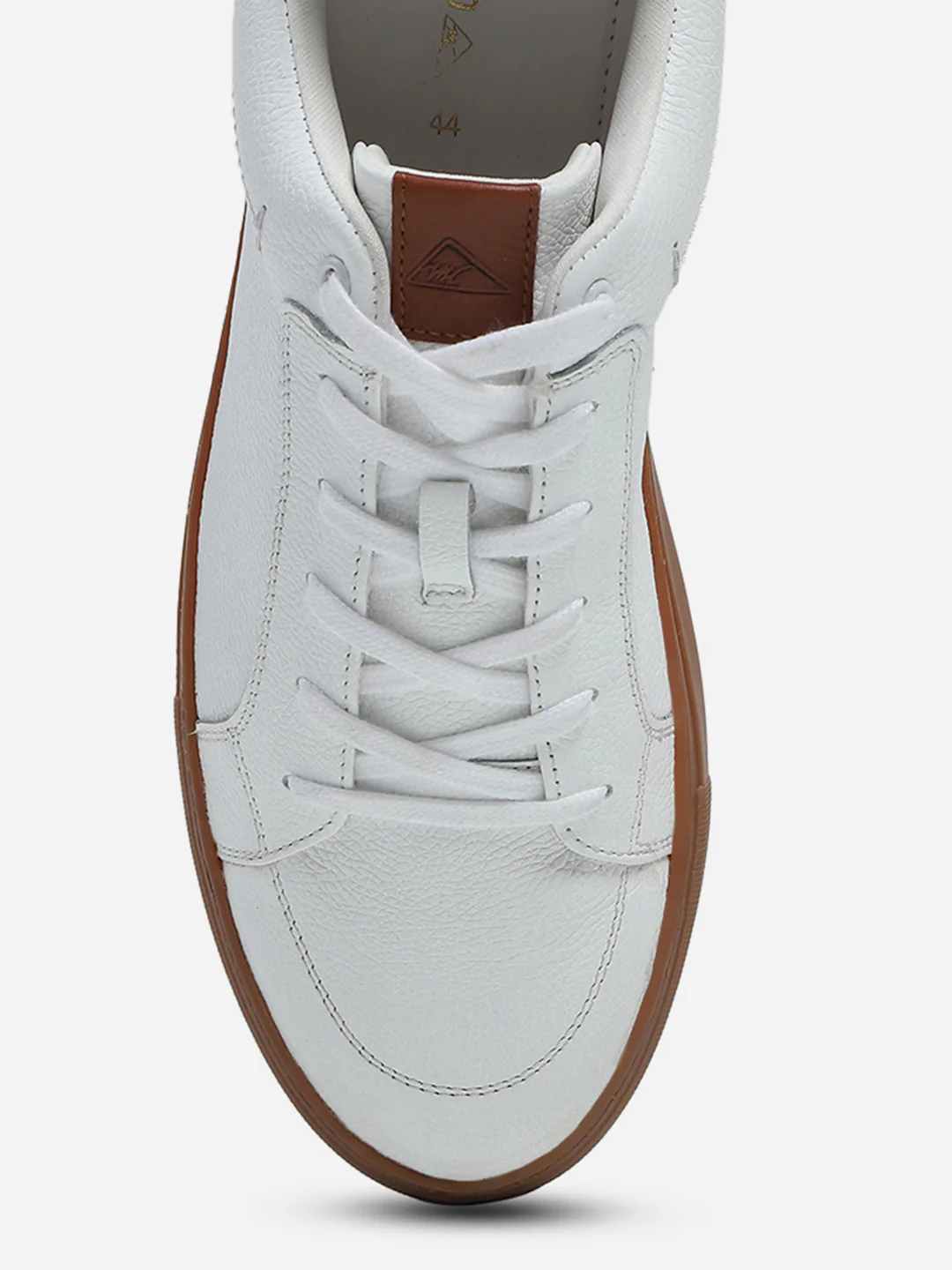 Men White Lace Up Genuine Leather Casual Sneakers - Image 5