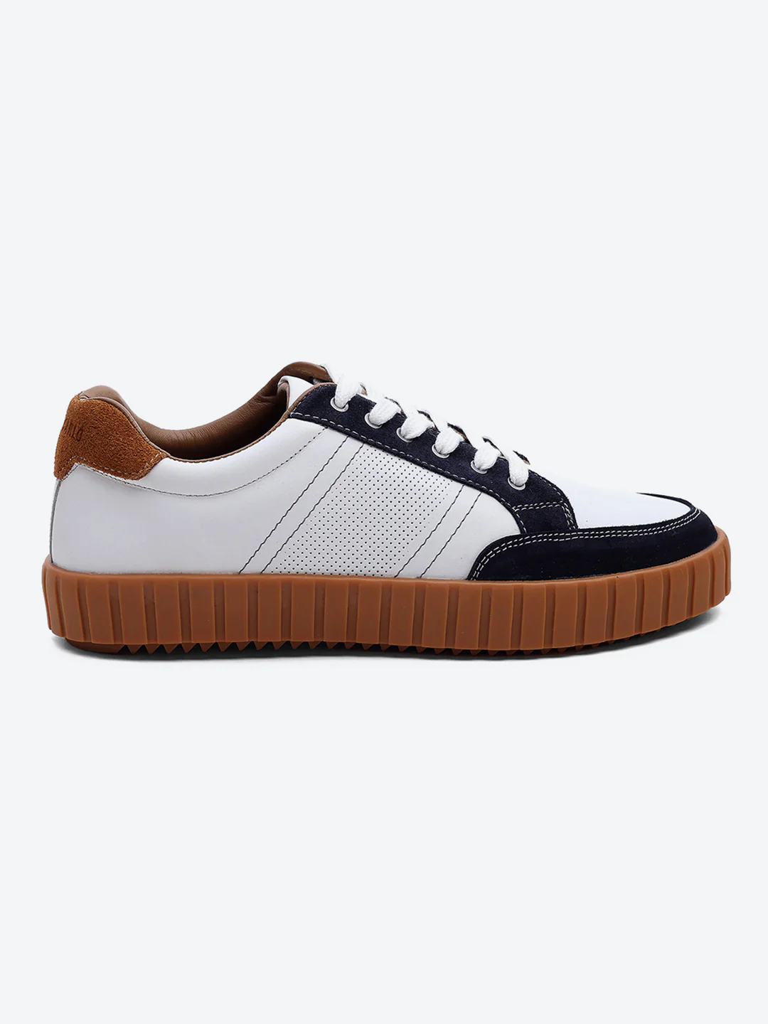 Men White Lace Up Genuine Leather Sneaker - Image 5
