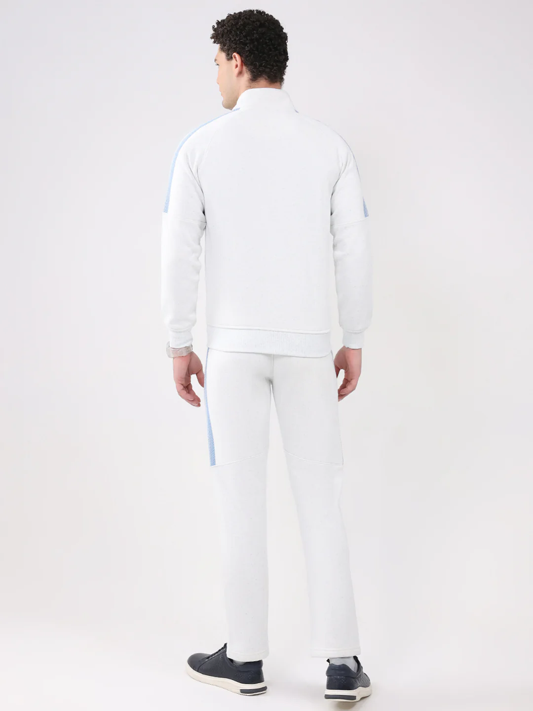 Men White Printed Collar Full Sleeve Winter Tracksuit - Image 5