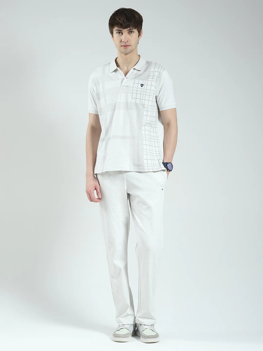 Men White Printed Collar Half Sleeve 3 Pc Combo Set - Image 3