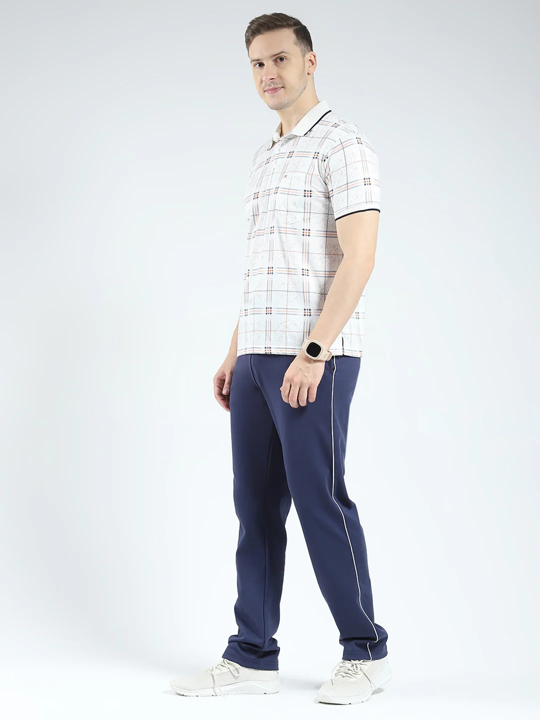 Men White Printed Collar Half Sleeve Lower Set - Image 3