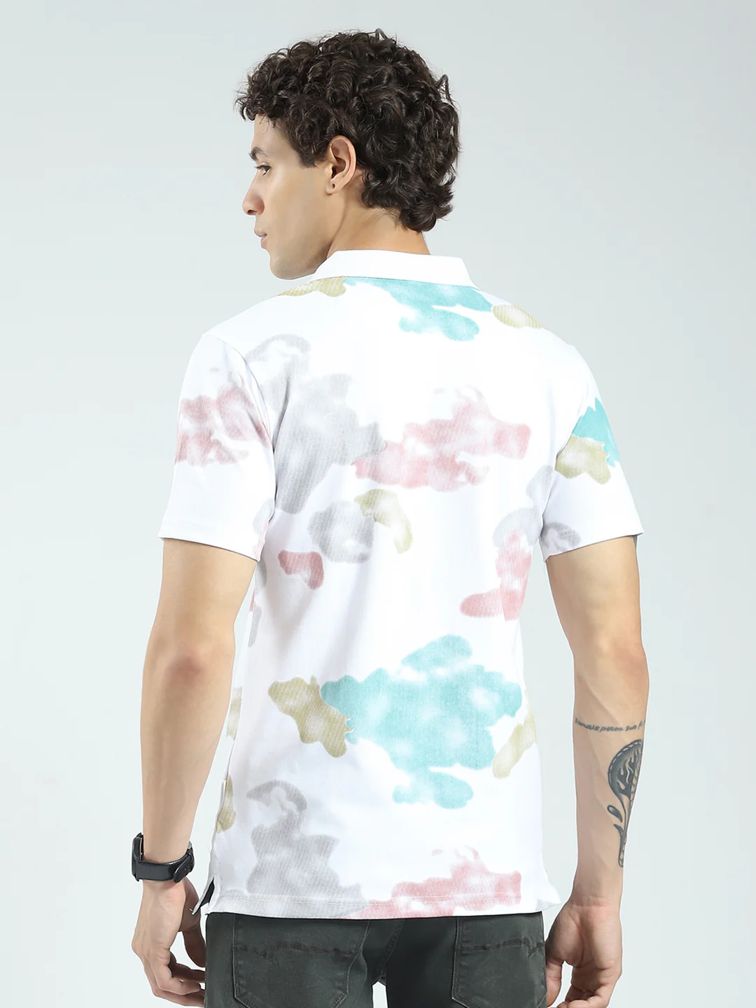 Rock.it Men White Printed Collar Half Sleeve T-Shirt - Image 5