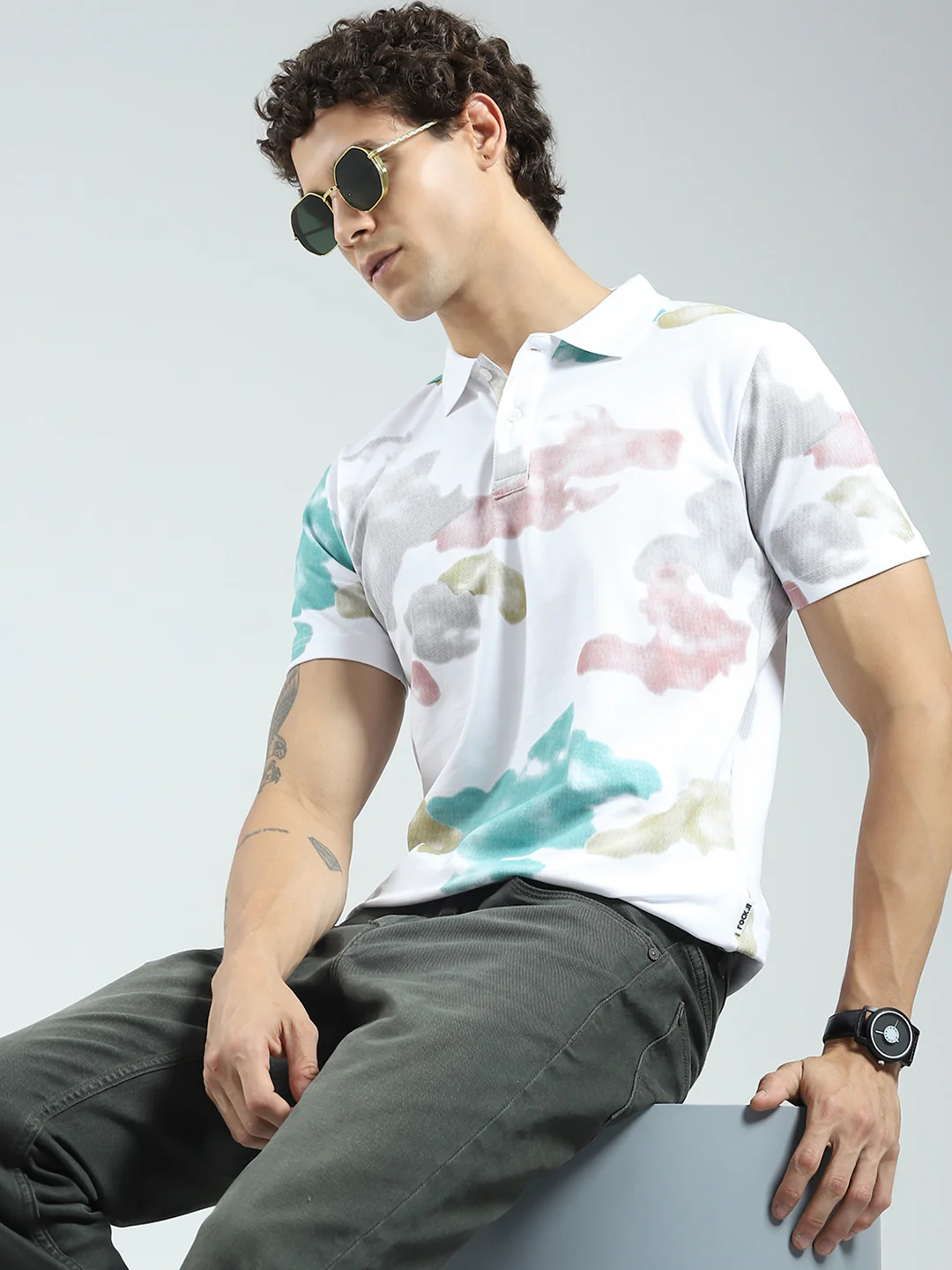 Rock.it Men White Printed Collar Half Sleeve T-Shirt - Image 6