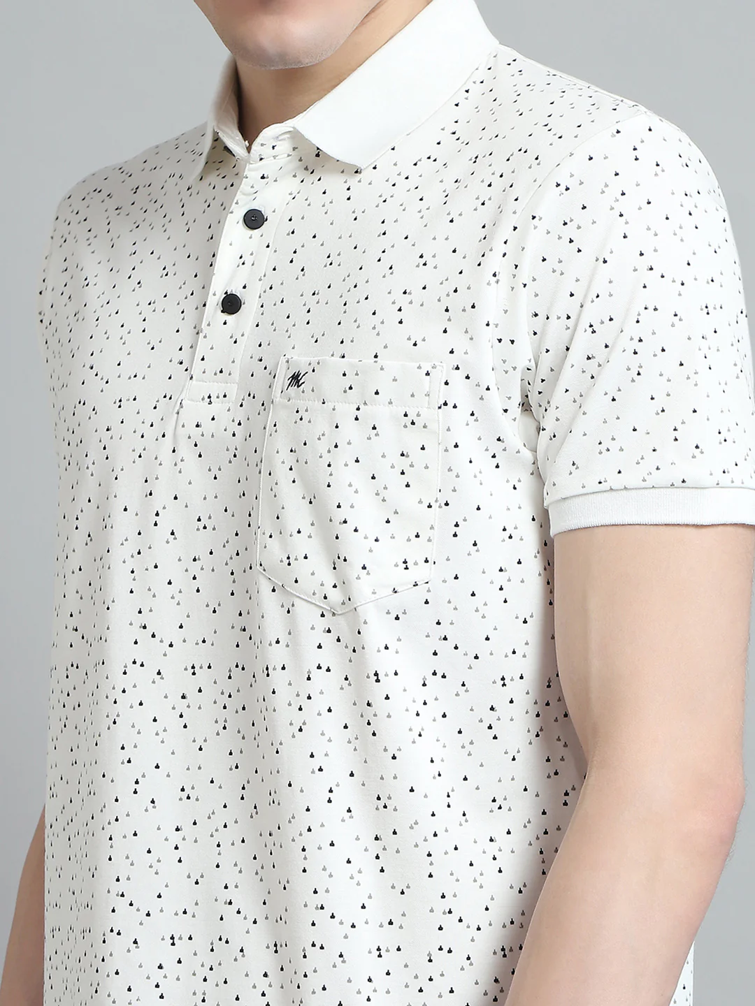 Men White Printed Collar Half Sleeve T-Shirt - Image 7