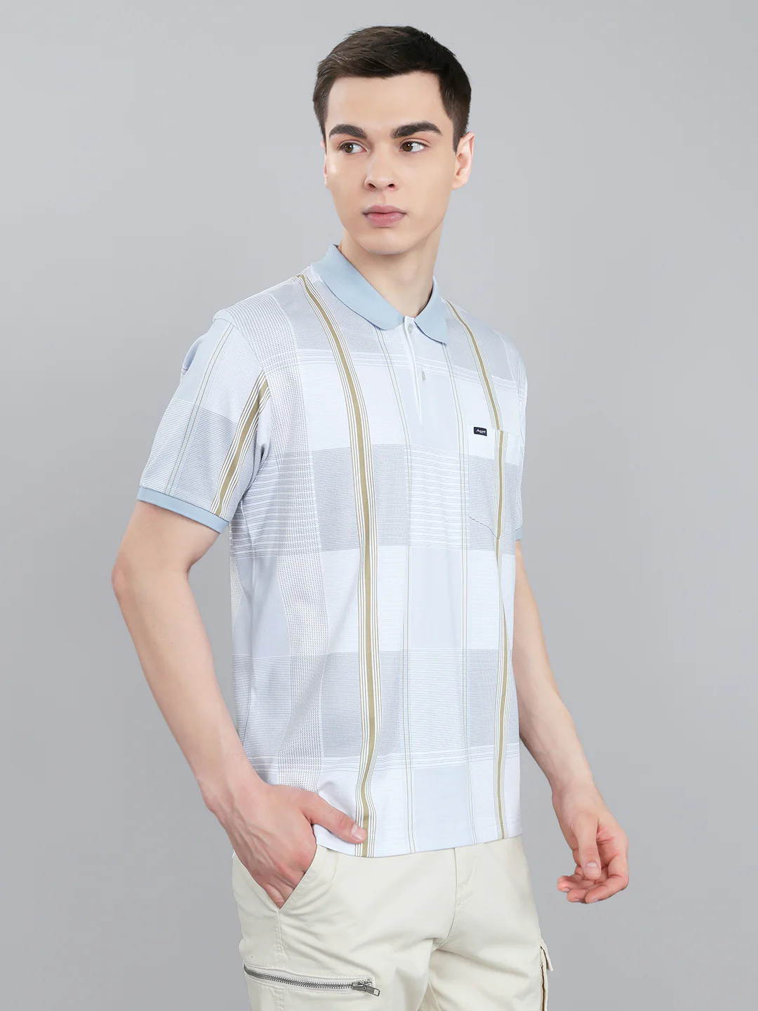 Men White Printed Collar Half Sleeve T-Shirt - Image 3