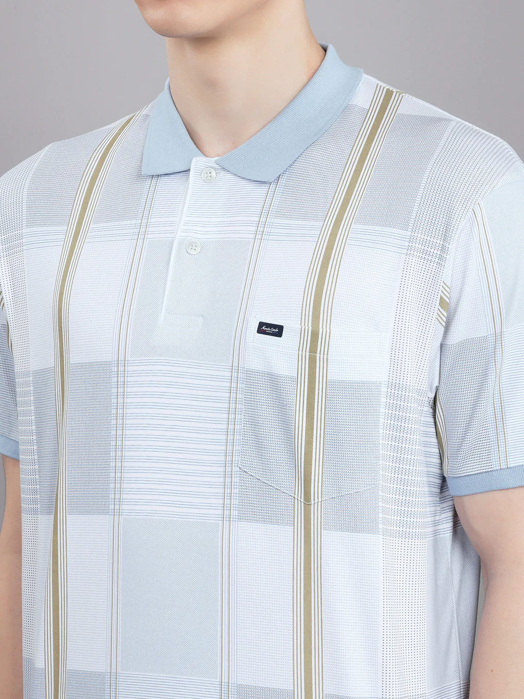 Men White Printed Collar Half Sleeve T-Shirt - Image 5