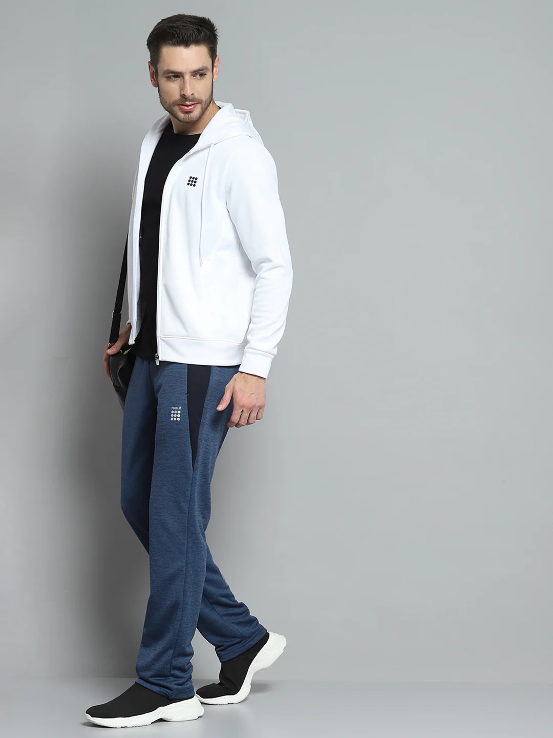 Rock.it Men White Printed Hooded Full Sleeve Sweatshirt - Image 2