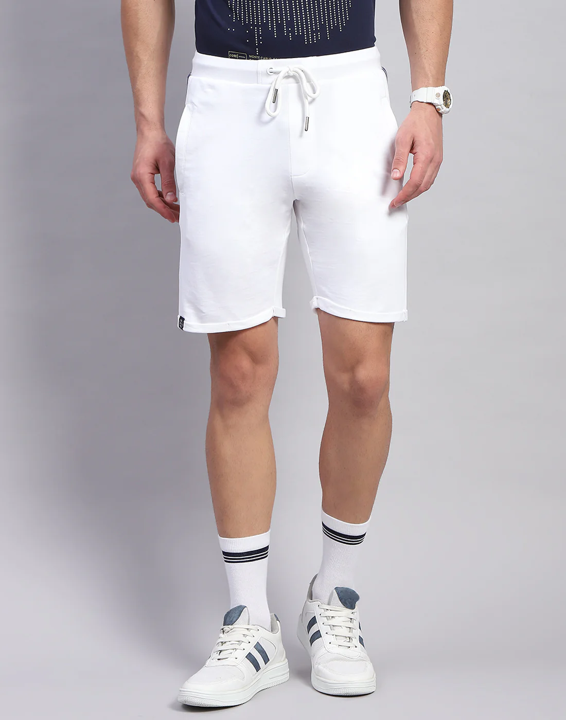 Men White Printed Regular Fit Bermuda - Image 3