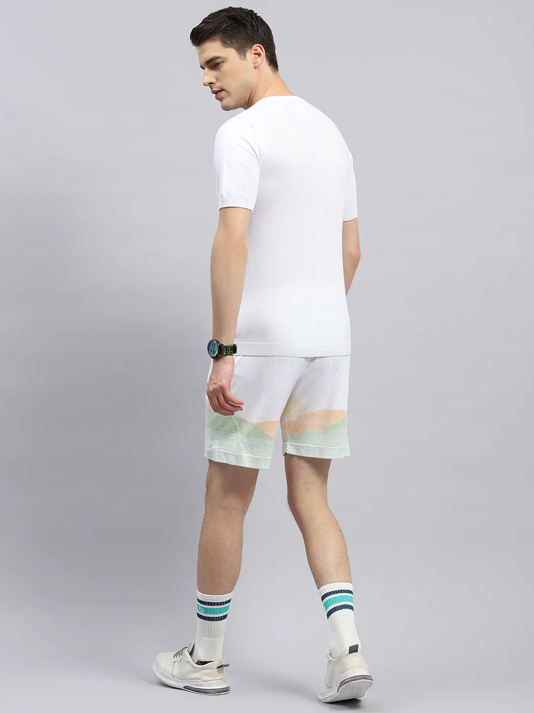 Men White Printed Regular Fit Bermuda Set - Image 5